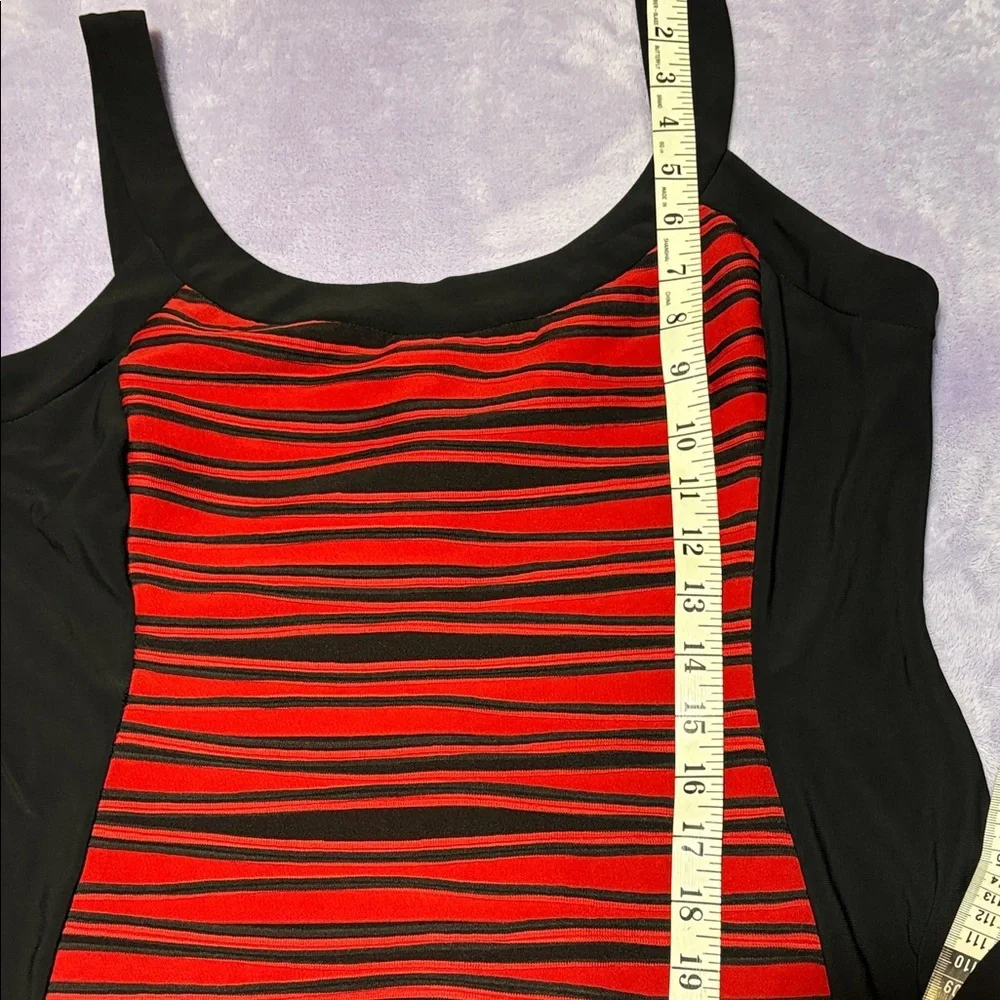 R&M Richards Size 10 Black Red Stripe 2pc Jacket Dress Set Wedding Guest Mother